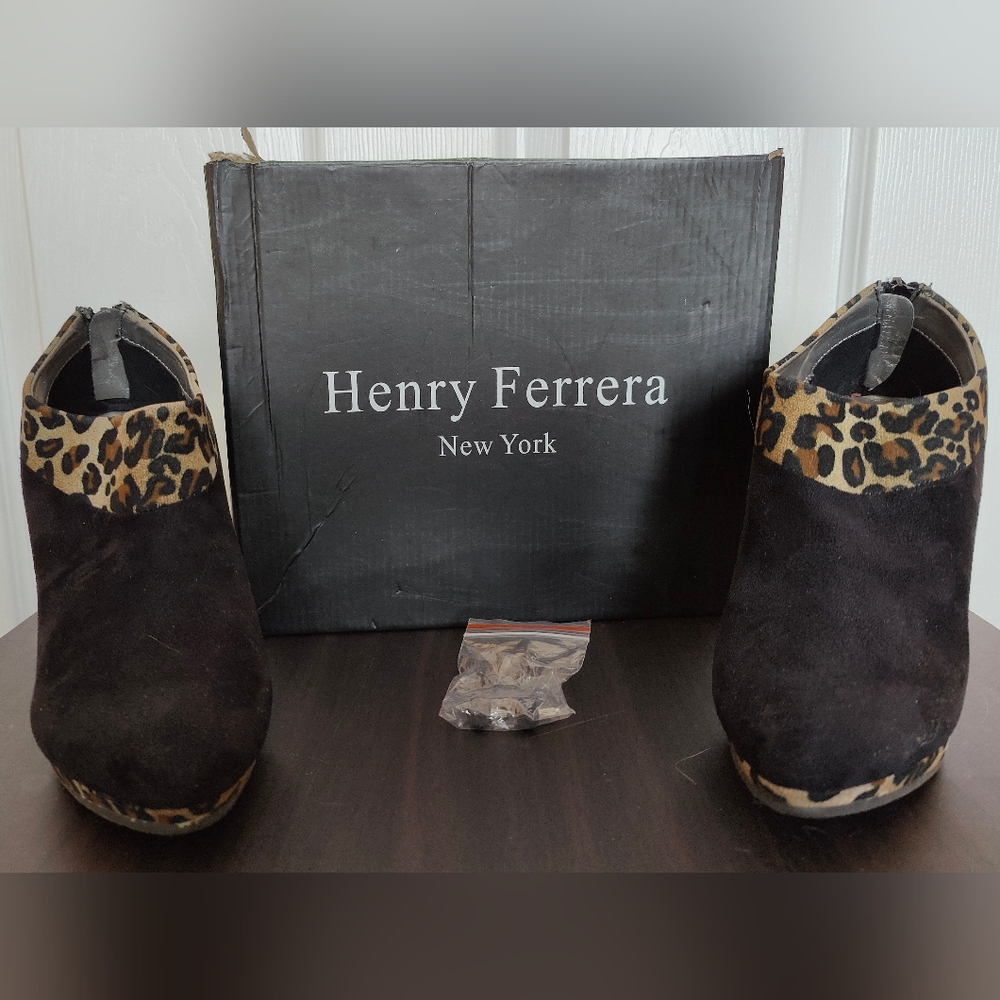 Henry Ferrera Black Leopard Print Moda Rainboot